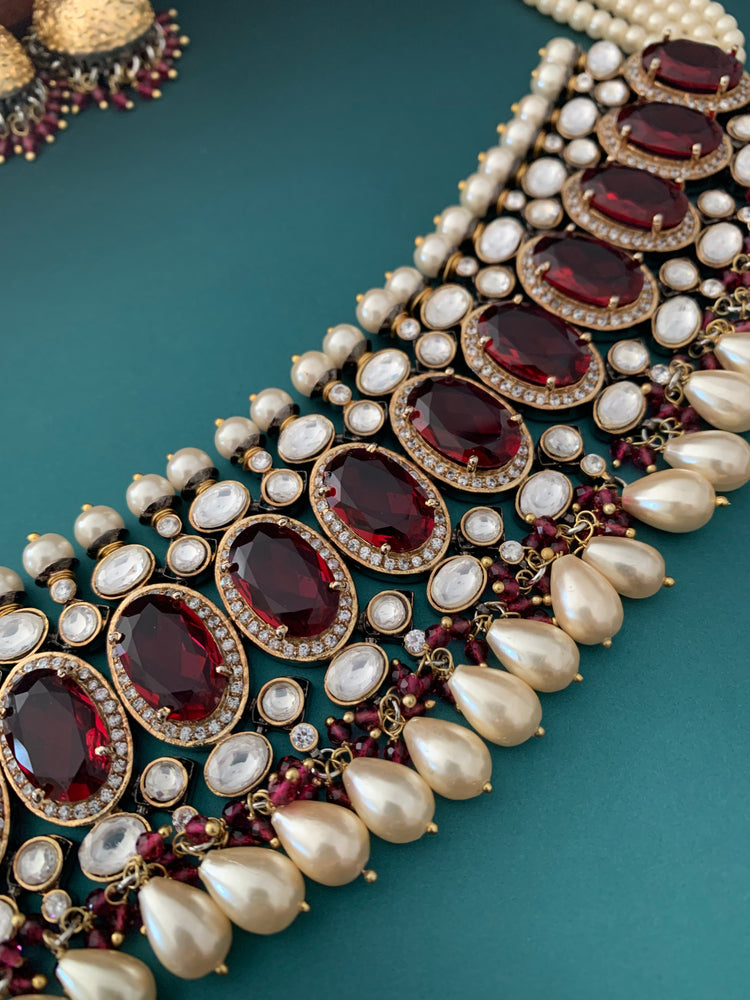 Amrapali inspired uncut kundan American diamond choker set.