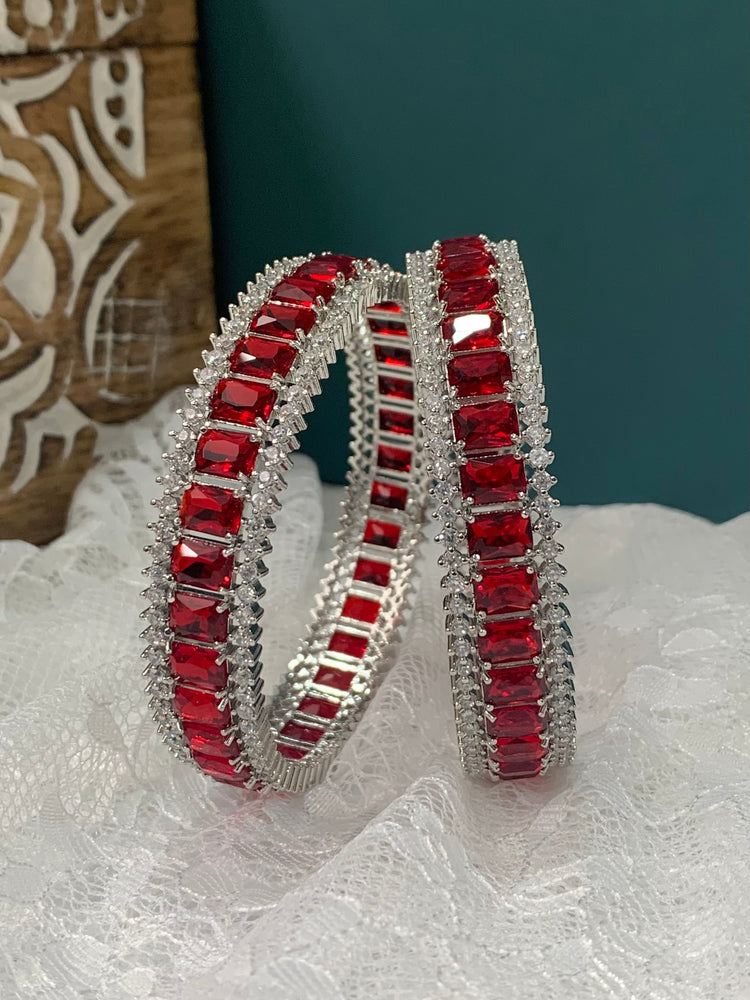 Teddy American diamond bangle in Ruby