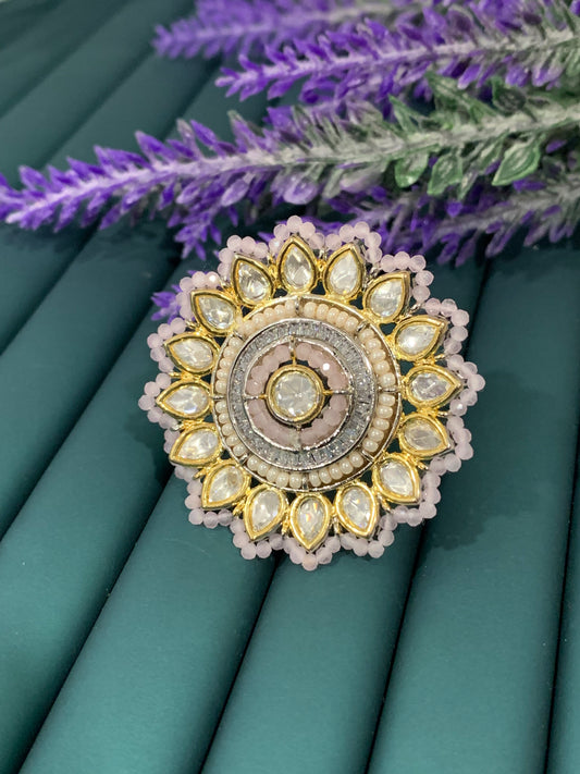 Tyanni kundan ring in lavender