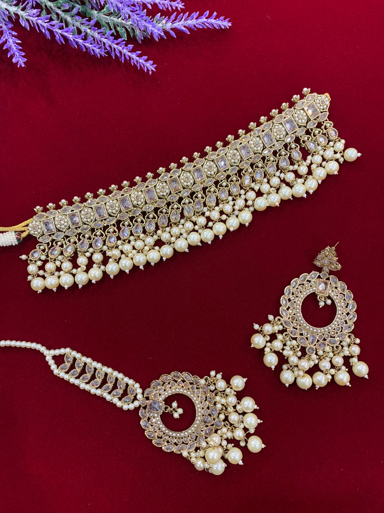 Reverse Polki choker necklace Lana in antique gold