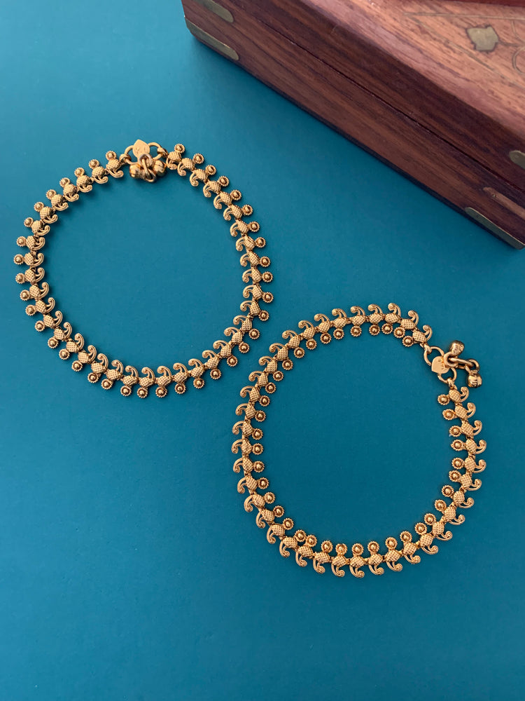 Temple style Gold plated anklet