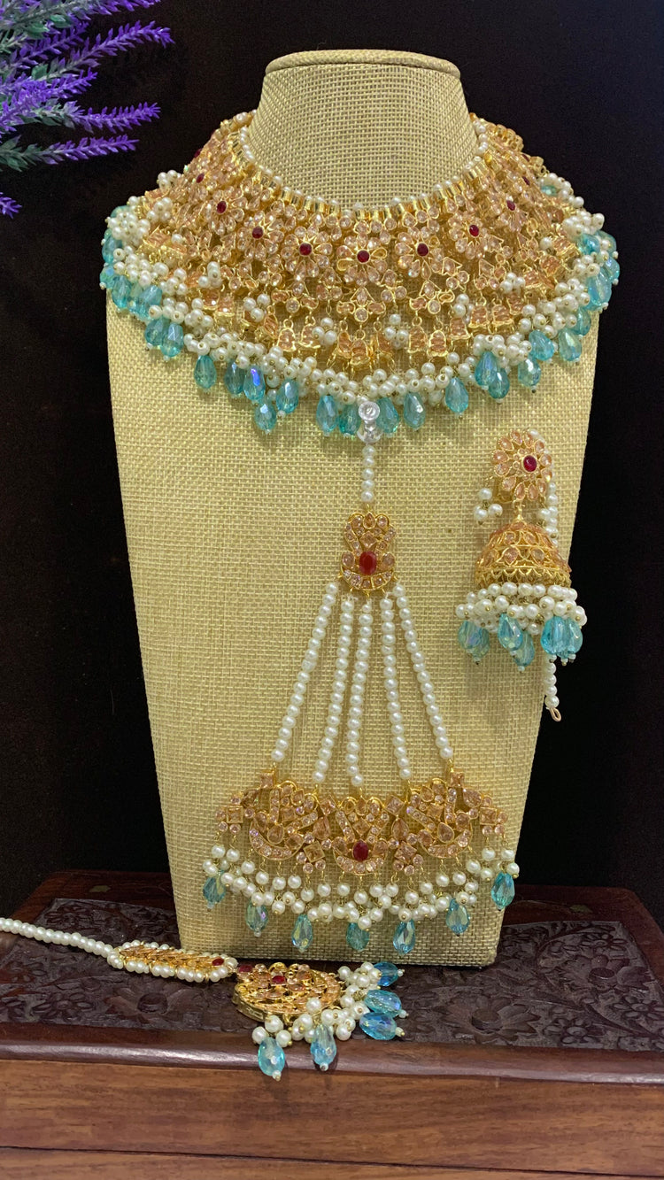 Sky blue zircon bridal set.