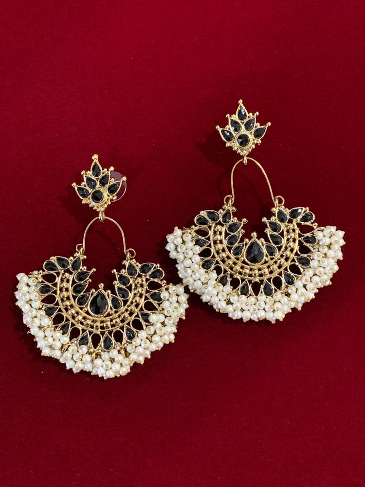 Kundan chandbali Blossom in black