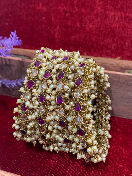 Polki purple bangle mannat with pearls