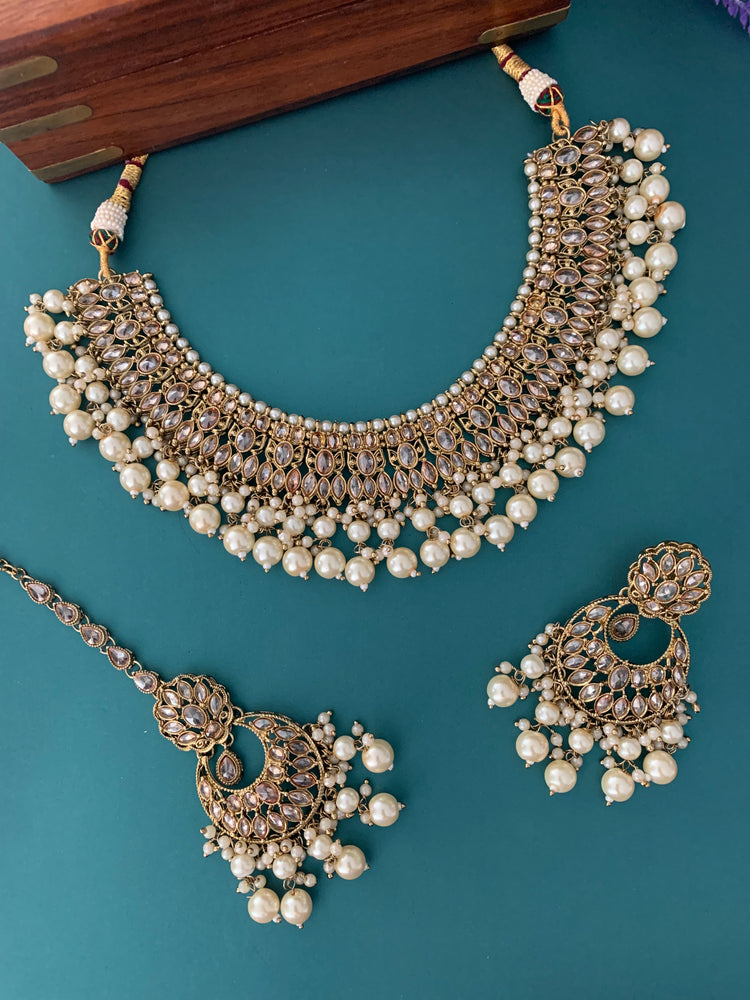 Khusboo polki necklace in antique/Gold