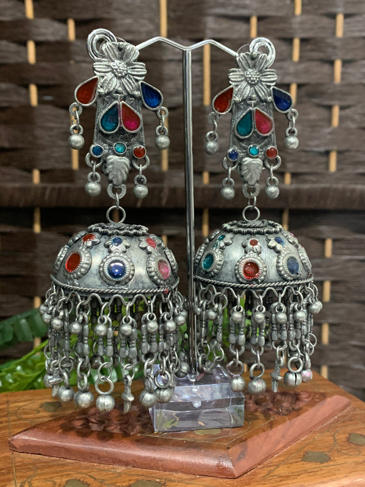 Black metal oxi oversize jhumka