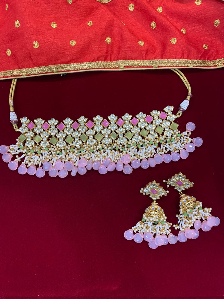 Emma bridal pachi kundan necklace set with jhumki and tikka