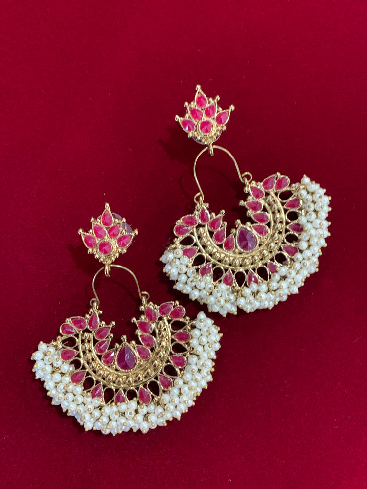 Kundan chandbali Blossom in Magenta