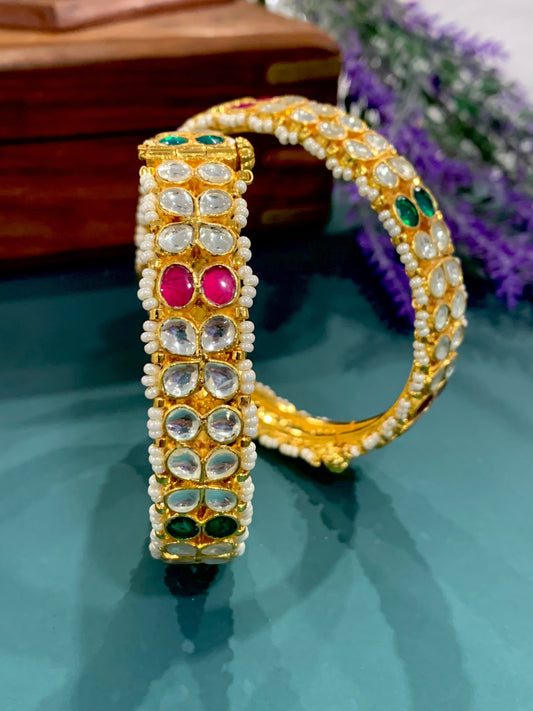 Gold plated pachi kundan bangle Amaya