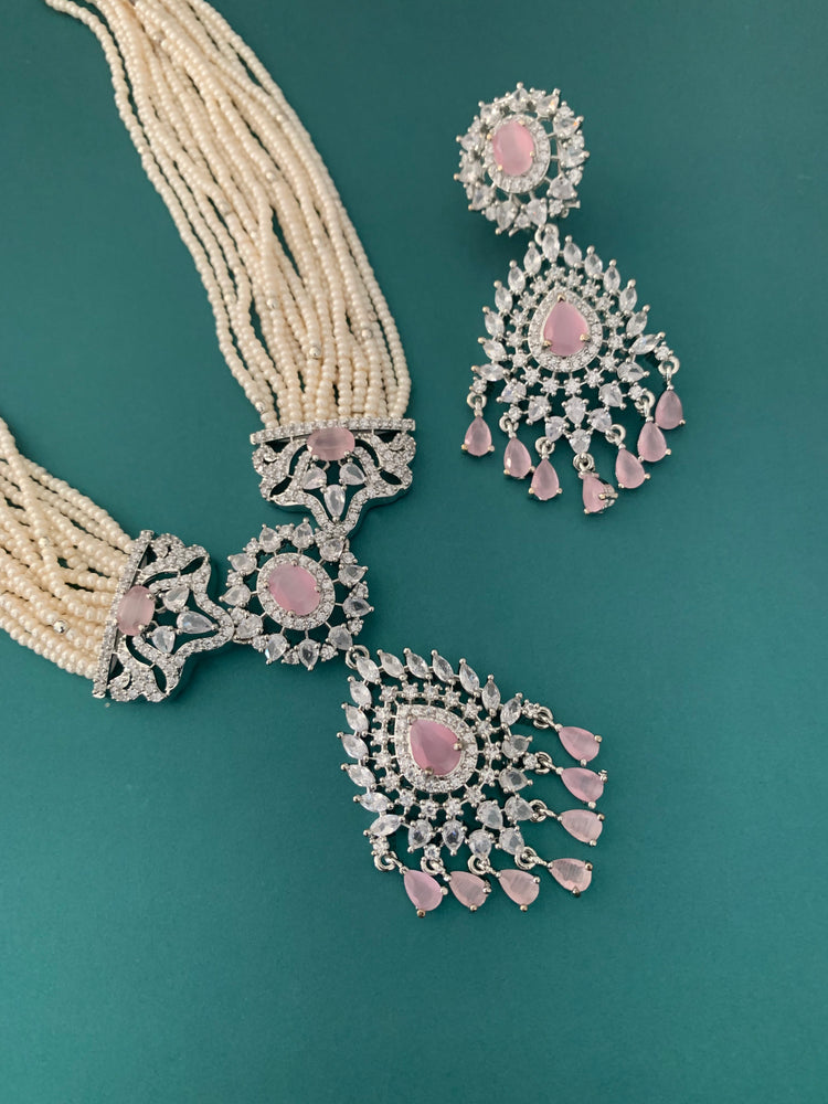 Diamond choker necklace pastel pink