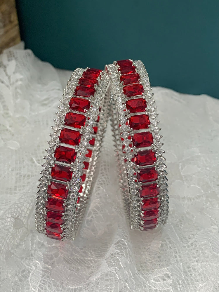 Teddy American diamond bangle in Ruby