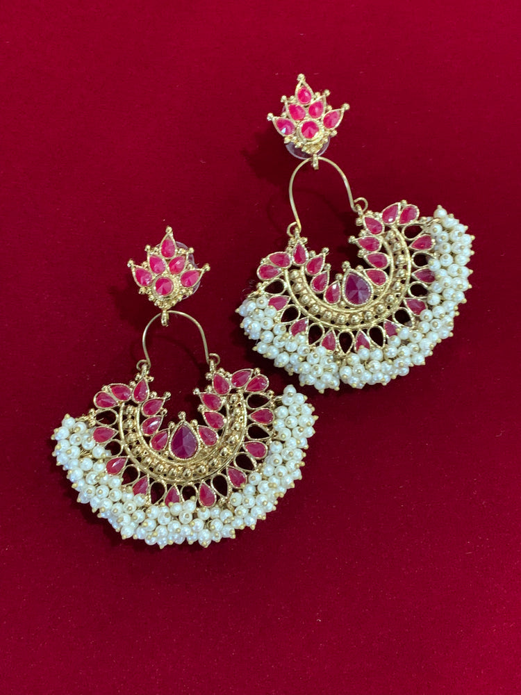 Kundan chandbali Blossom in Magenta