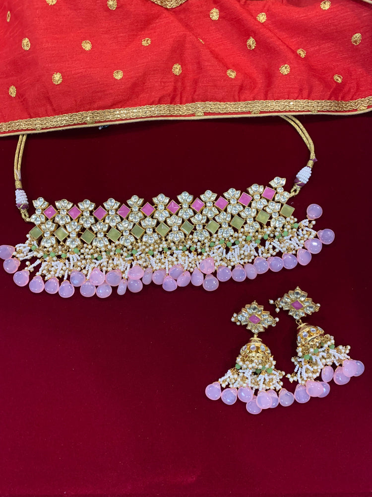 Emma bridal pachi kundan necklace set with jhumki and tikka