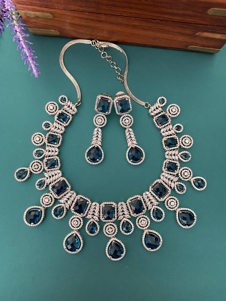 Hayden  AD necklace in transparent blue