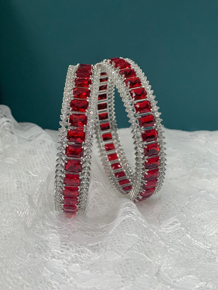 Teddy American diamond bangle in Ruby