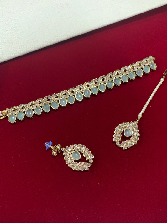 Reverse polki choker set Diana