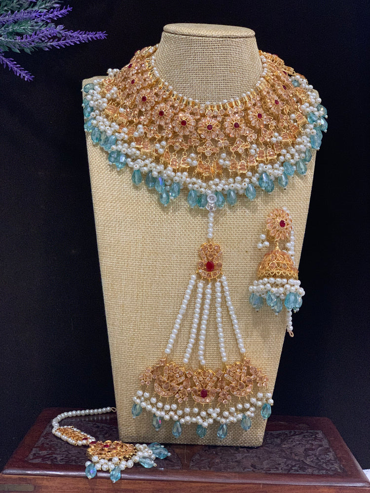 Sky blue zircon bridal set.