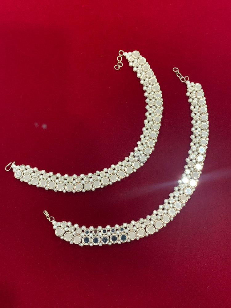 Payal /anklet in silver mirror