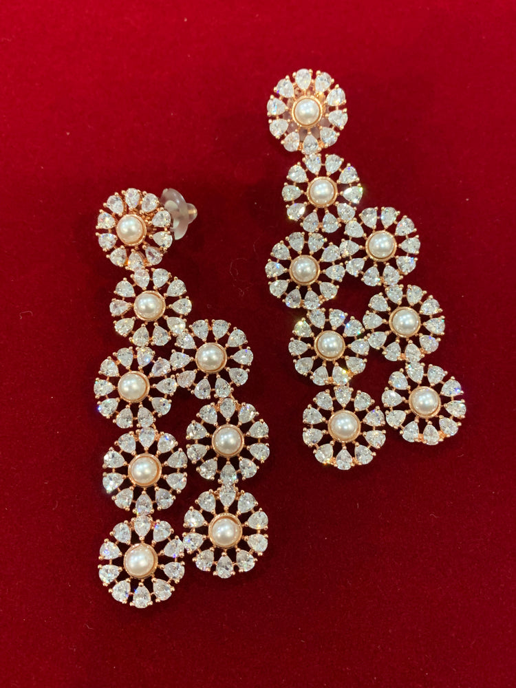 American diamond rose gold mala set pearl details