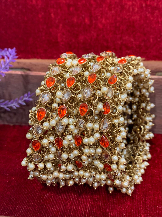 Polki bangle Mannat in pumpkin Orange