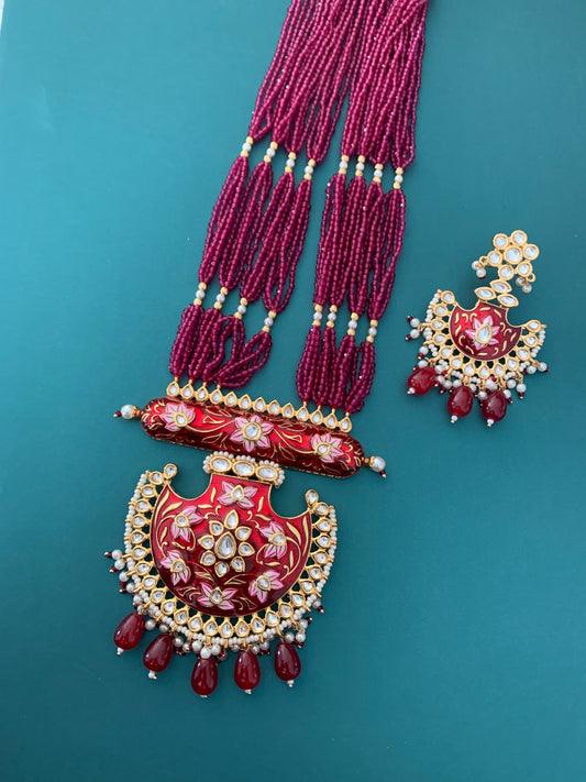 Maroon kundan mala Ella