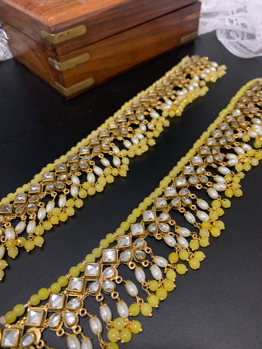 Kundan Anklet with bead work.