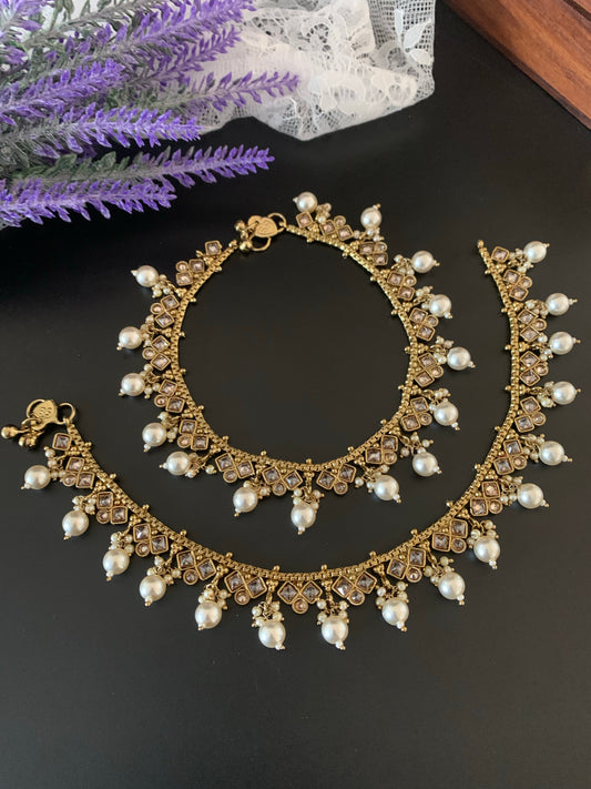 Antique polki anklet