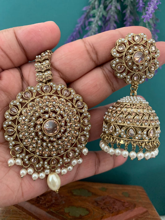 Priya jhumki earring and tikka antique