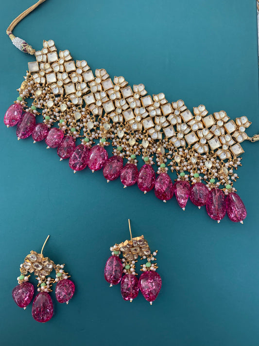 Binna  pachi kundan choker set