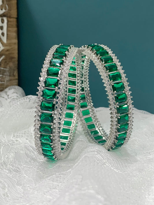 Teddy American diamond bangle emerald green