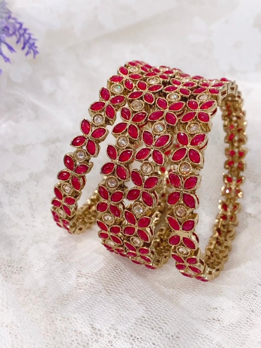 Polki bangle Jasmin in red