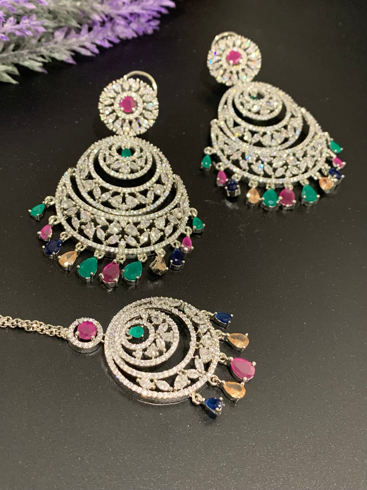 American diamond earring tikka set lovely