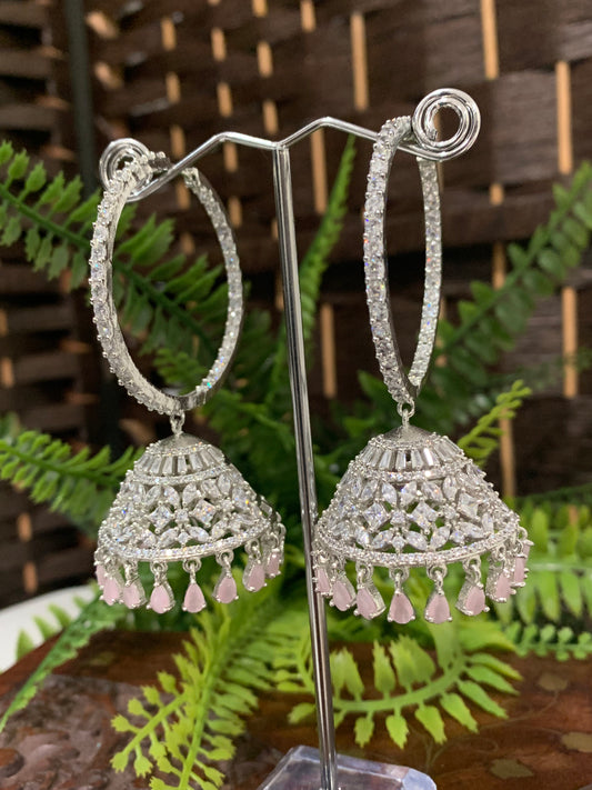 American diamond hoop style jhumki kamala