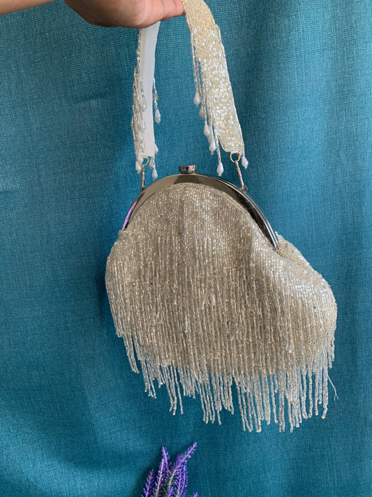 Women handbag/clutch white silver