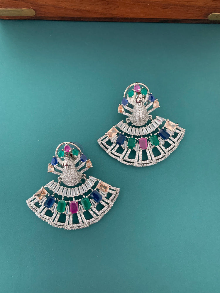 American diamond peacock stud /chandbali