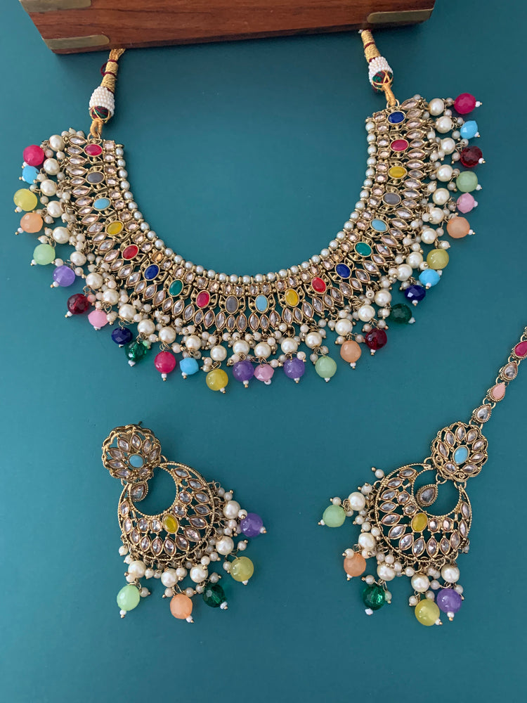 Khusboo polki necklace in multi