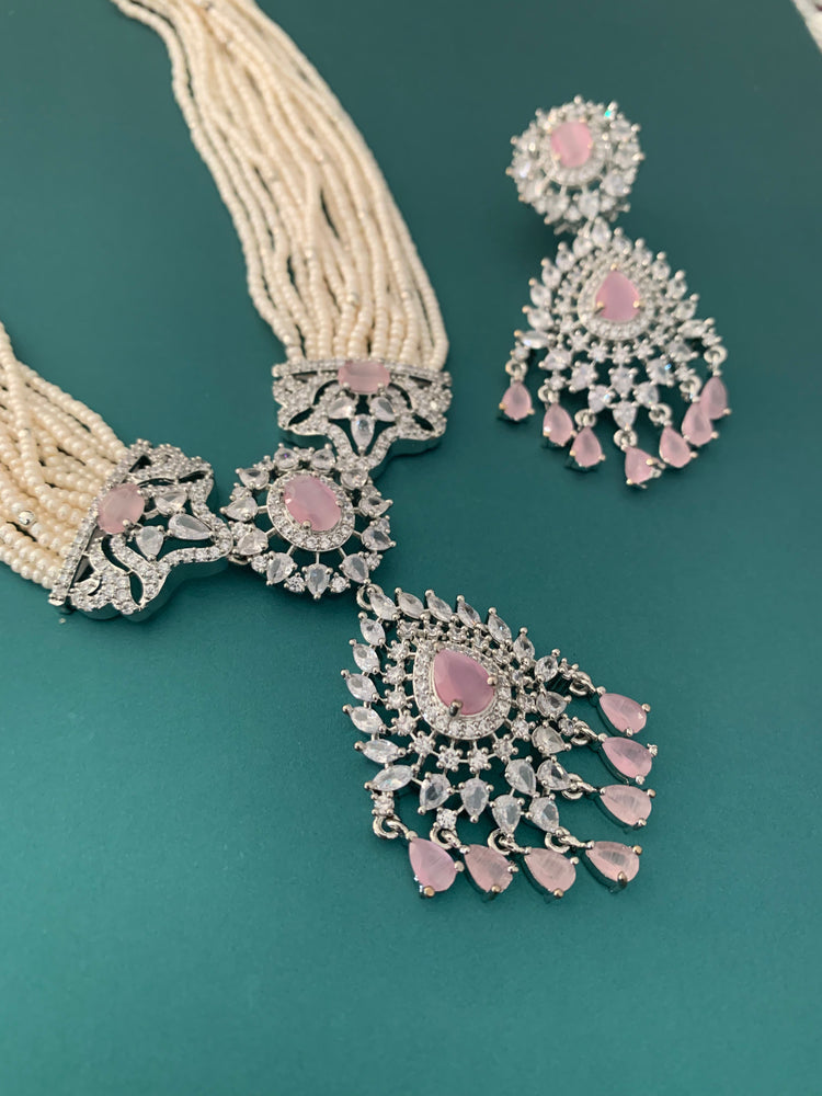 Diamond choker necklace pastel pink