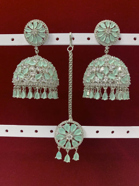 Zina American diamond jhumki Tikka