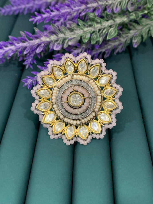 Tyanni kundan ring in lavender