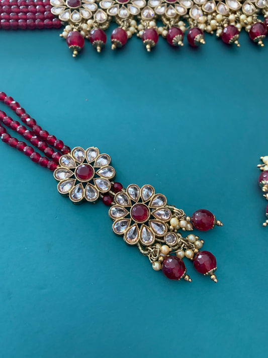 Kavita polki necklace in maroon red