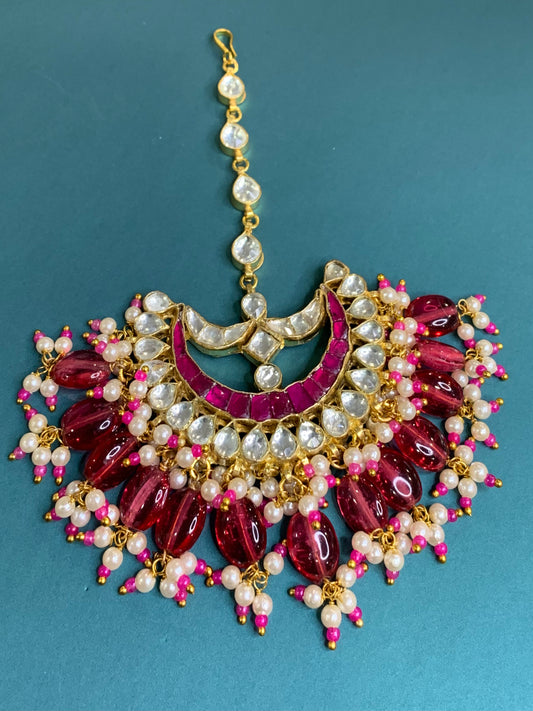 Kundan tikka magenta pink