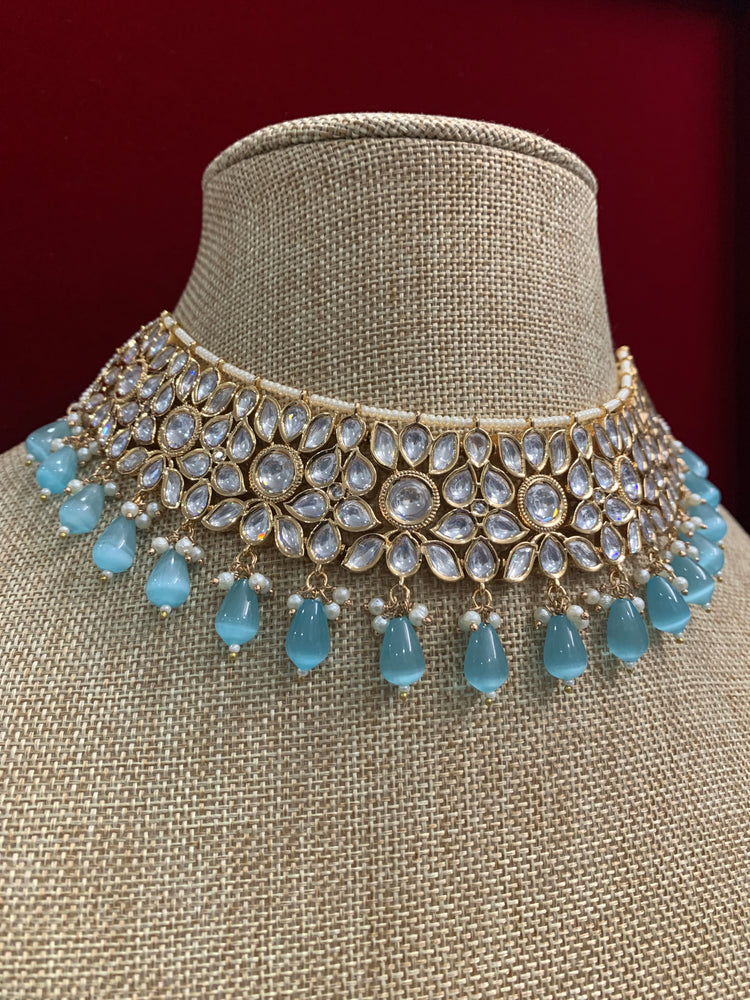 Gold plated tyanni kundan choker necklace