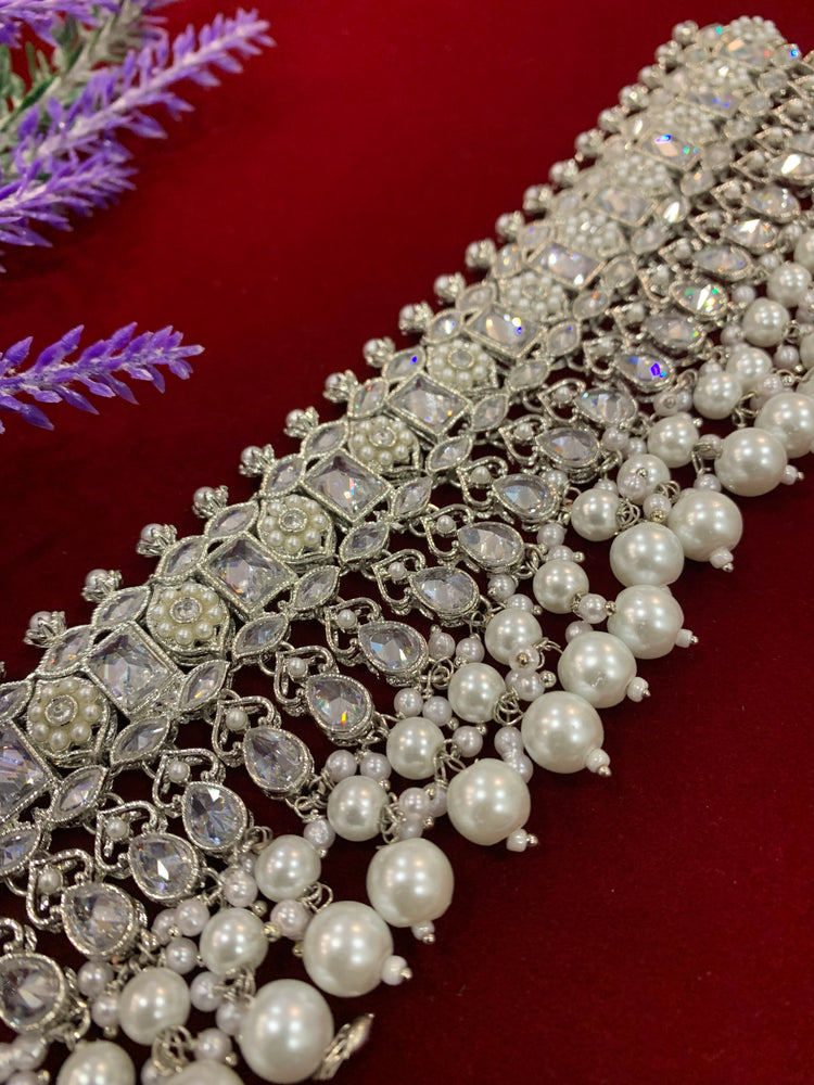 Reverse Polki choker necklace Lana in silver