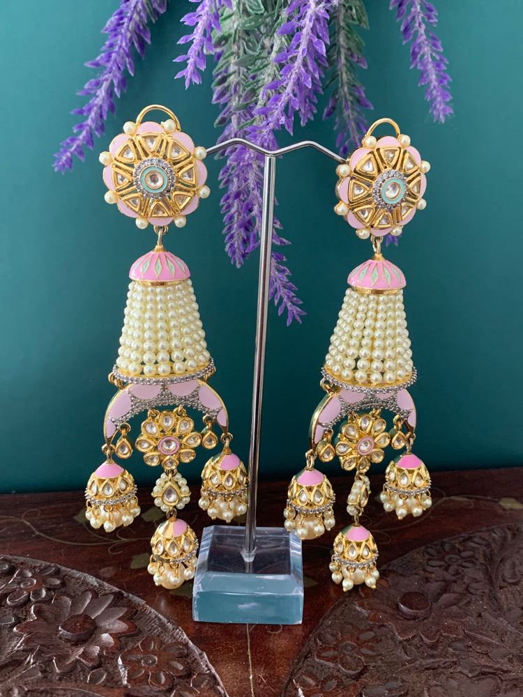 Ginny designer kundan earring pink