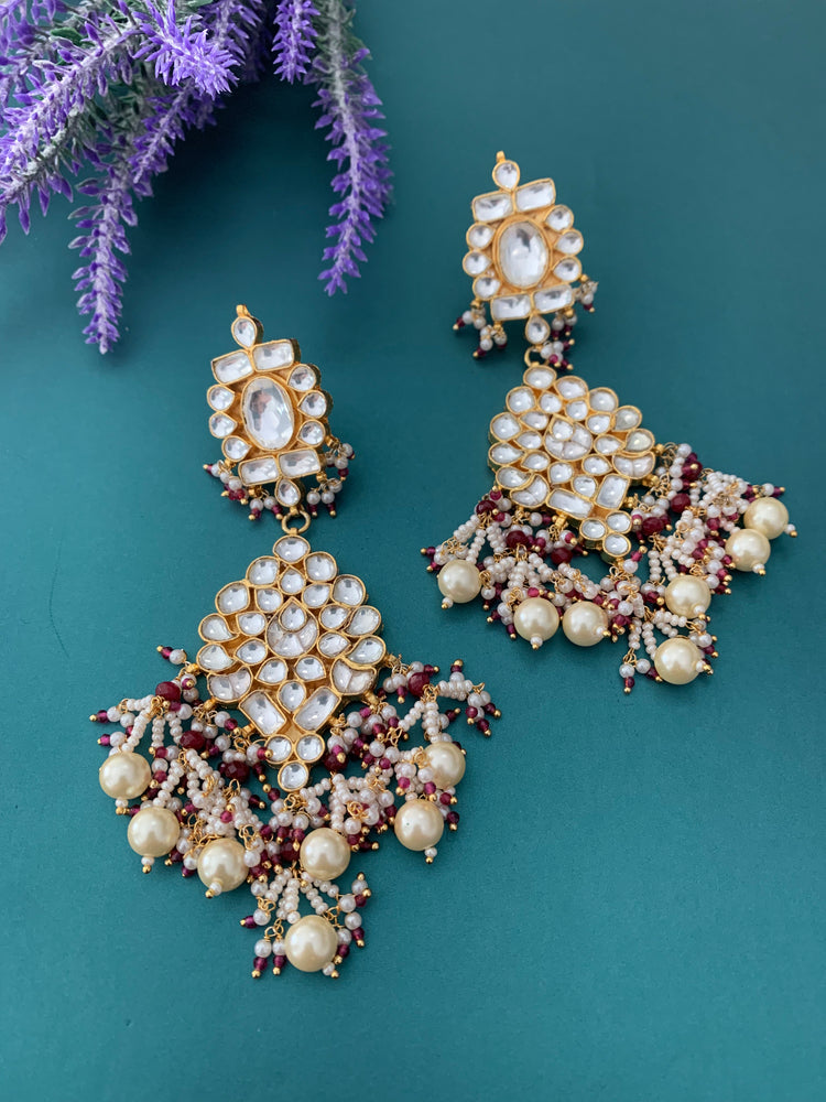 Pachi kundan statement earring Dola