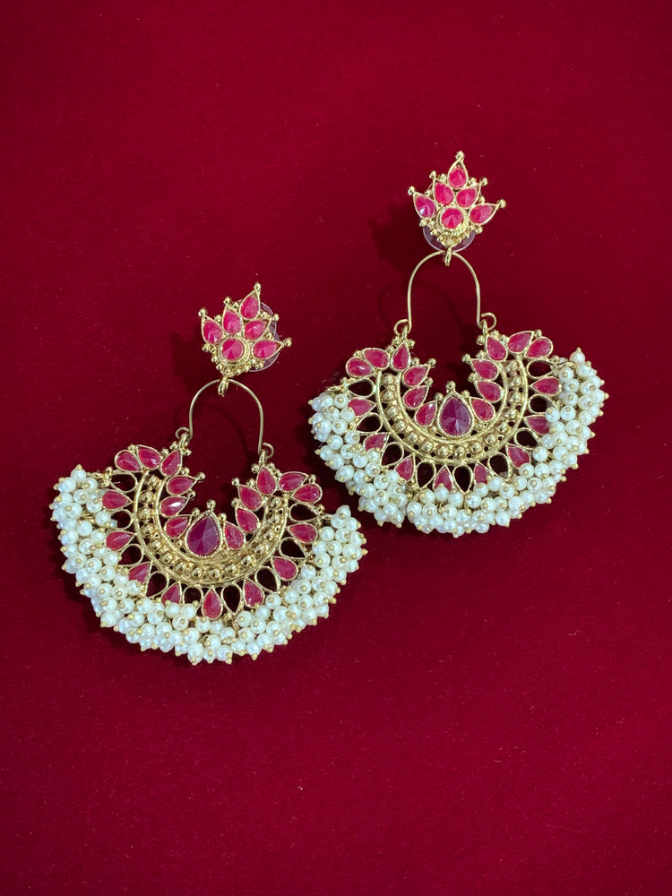 Kundan chandbali Blossom in Magenta