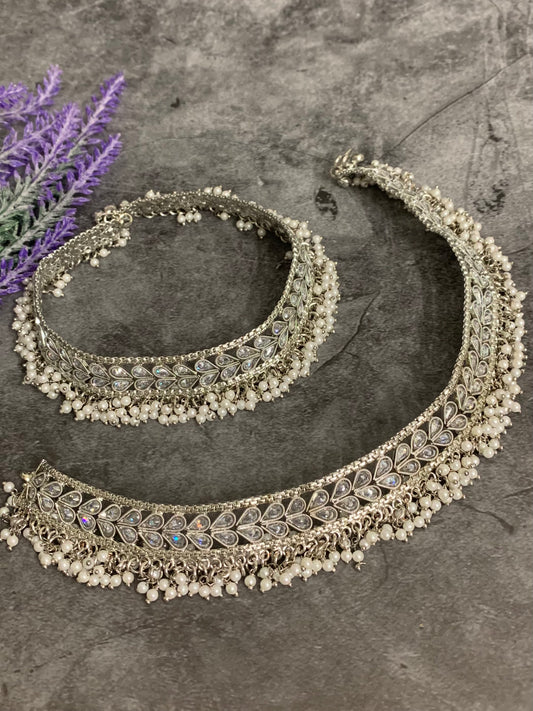 Pakiza Bridal Antique payal /anklet in silver