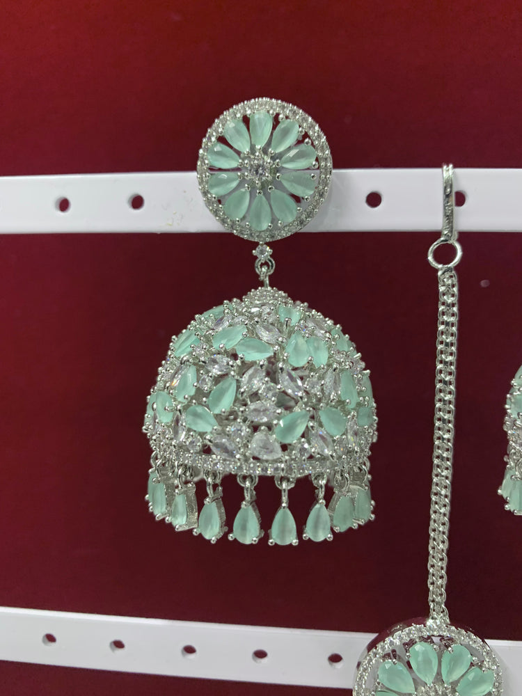 Zina American diamond jhumki Tikka