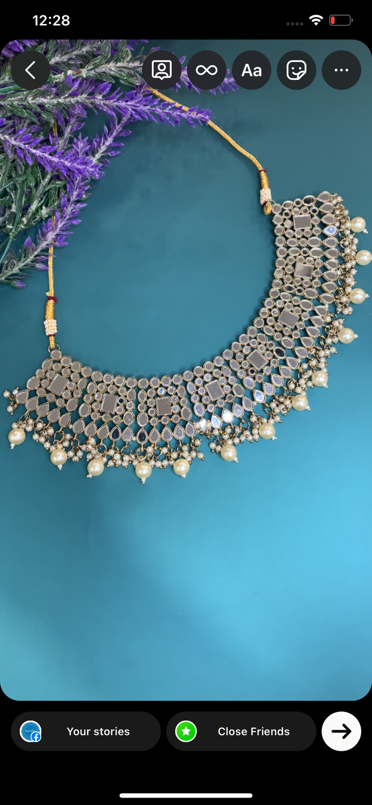 Jhon Mirror choker necklace with jhumki gold pearl