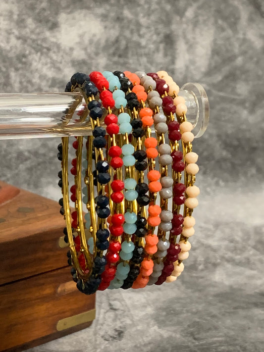 Multi glass bead bangle set